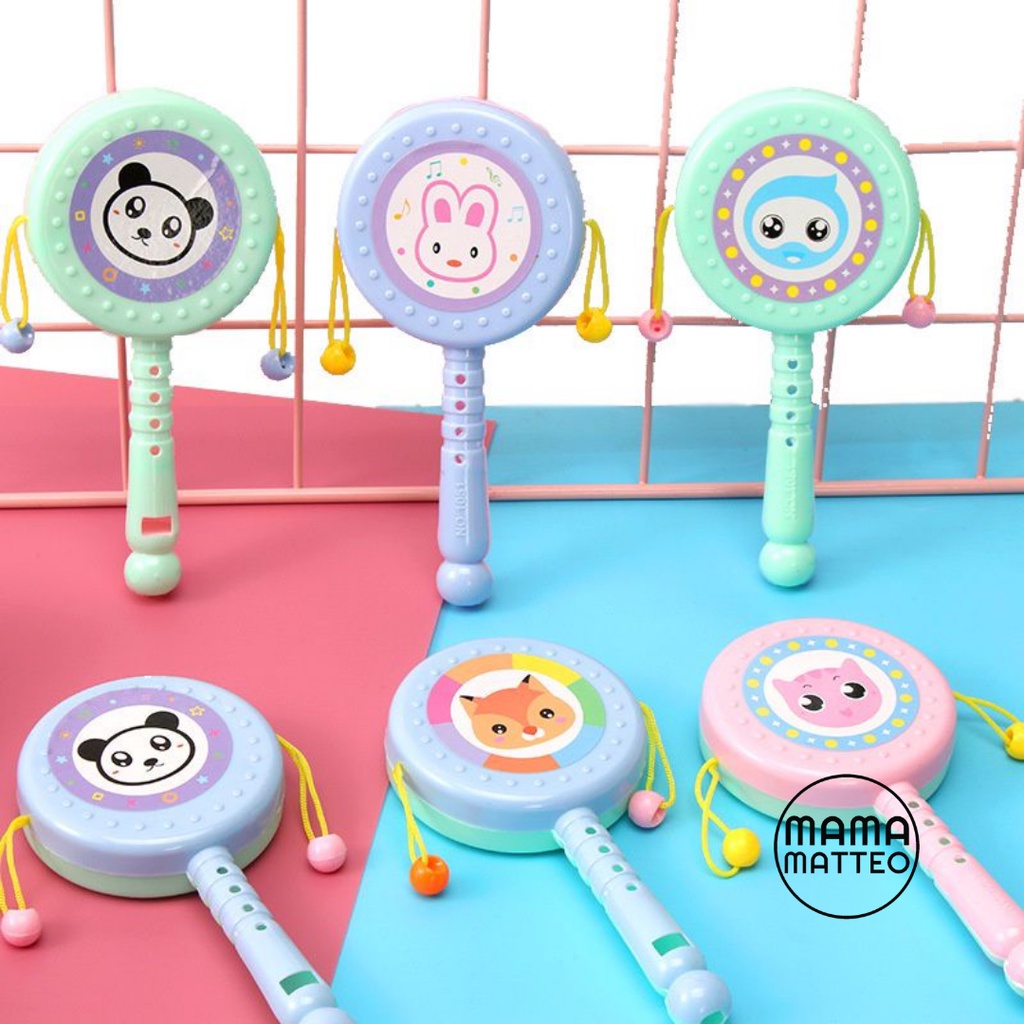 Rattle Stick 2 Sisi Warna Random / Mainan Tongkat Genggam Tangan Bayi Anak Bahan Plastik