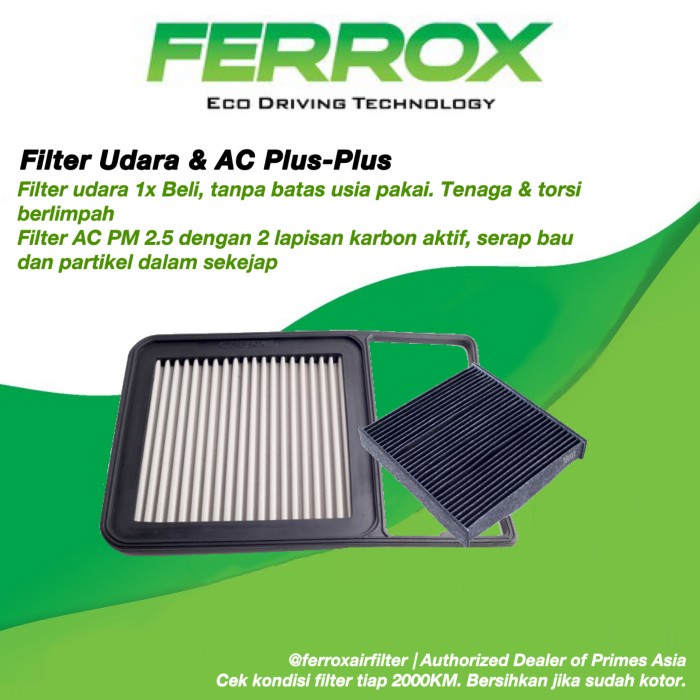 Paket Ferrox Filter Udara & Filter Ac Toyota Avanza (2012-2015) Kode 033