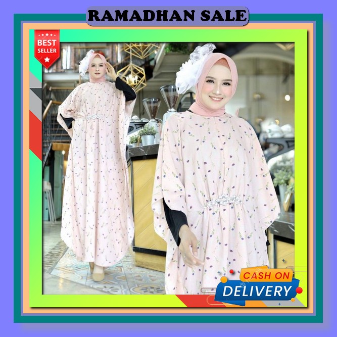 Sasikirana - Fayra Kaftan Bahan Tile Dot Full Depan Belakang Mewah / Baju Gamis Wanita Terbaru 2023 