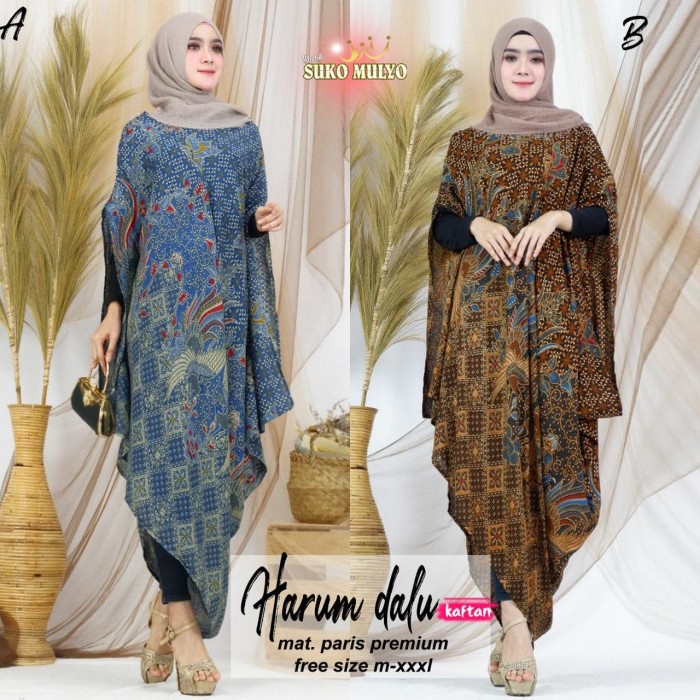 Tunik Lebaran Baju Atasan Wanita Blouse Muslim Harum Dalu Kaftan Tunik Elegan Terlaris Bisa COD Impo
