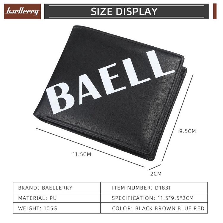 ORIGINAL IMPOR BAELLERRY D1831 DOMPET WALLET PRIA LIPAT TEBAL BAHAN LEMBUT DITANGAN