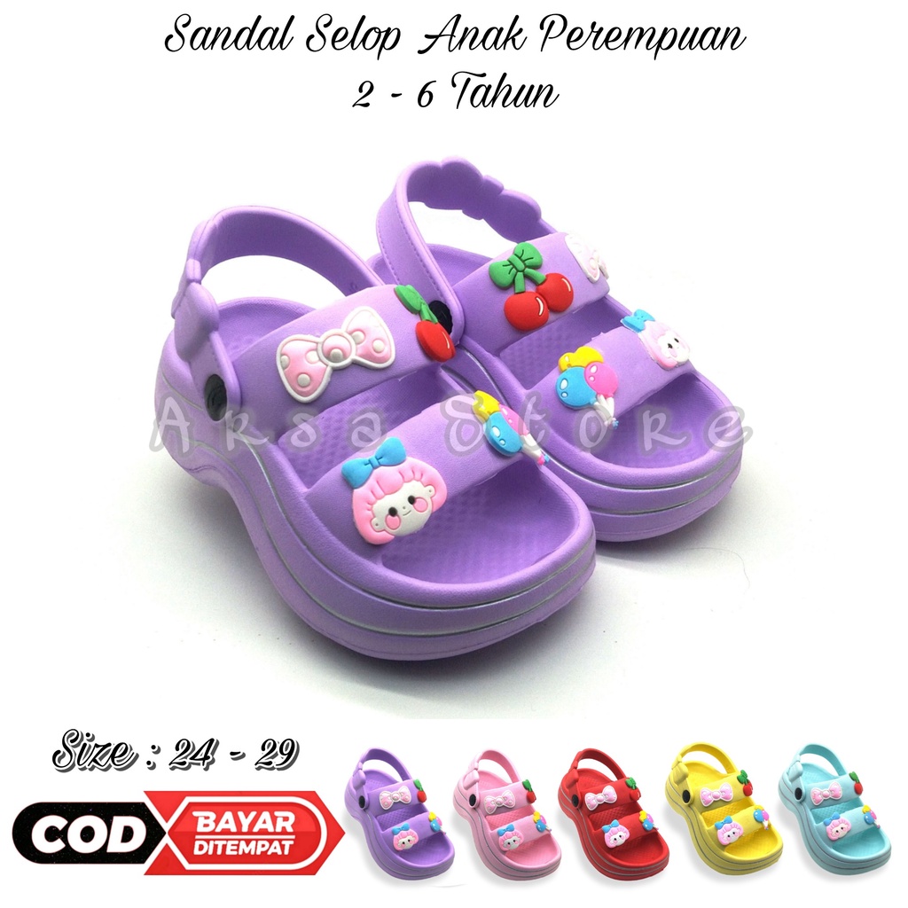 Sandal Selop Puji Anak Perempuan Umur 2 - 6 Tahun Tali Belakang / Sendal Lucu Terbaru Anak Cewek Viral kekinian