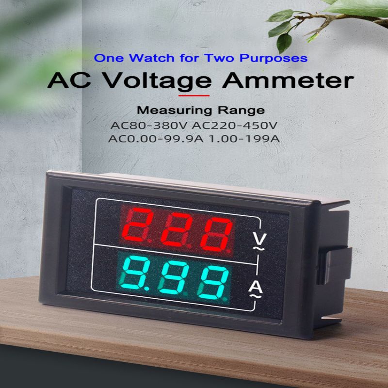 D85-5035VA Voltmeter Ammeter Digital AC60-500V 0-100A Current Meter LED Pengukur Ampere Tegangan