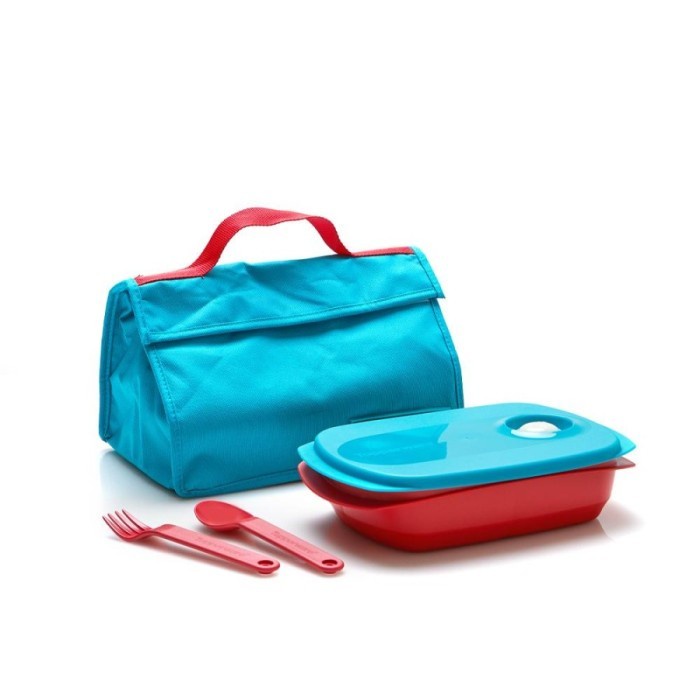 Tupperware Byo Lunch Box Set Tempat Makan Bekal Tas - Biru Merah