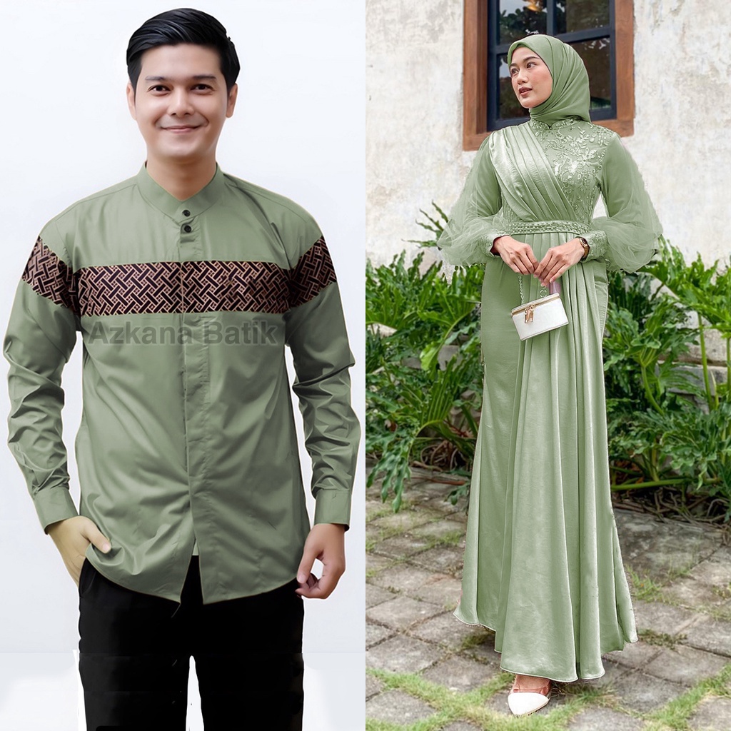 Edisi Lebaran Terbaru 2023 - Couple Gamis Muslim Premium Dress Maxi Termurah Baju koko Lengan Panjang Outfit Couple Gamis Lebaran Pesta Elegant