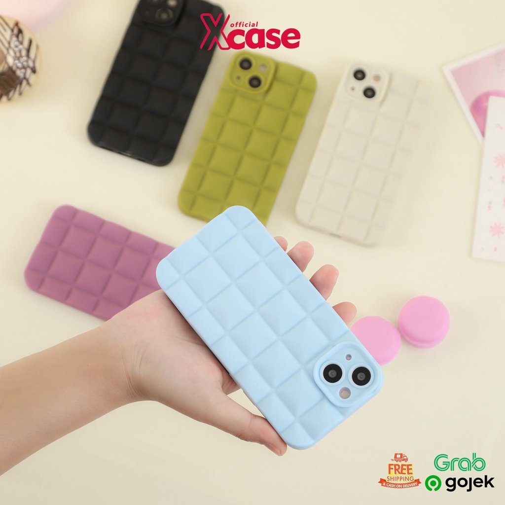 Silicone Waffle Square Full Lenscover Case for iPhone 12 Pro Max / 13 Pro Max / 14 Pro Max