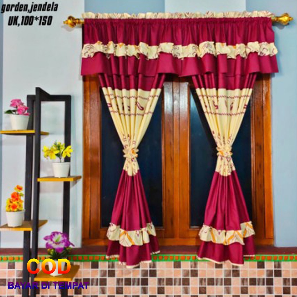 ✅COD Gorden Hordeng Jendela Pendek 100x150 Rumbai Poni Aneka Motif Dan Warna Home Decor Dekor Dekorasi Hiasan Kamar Ruang Tamu Perlengkapan Rumah