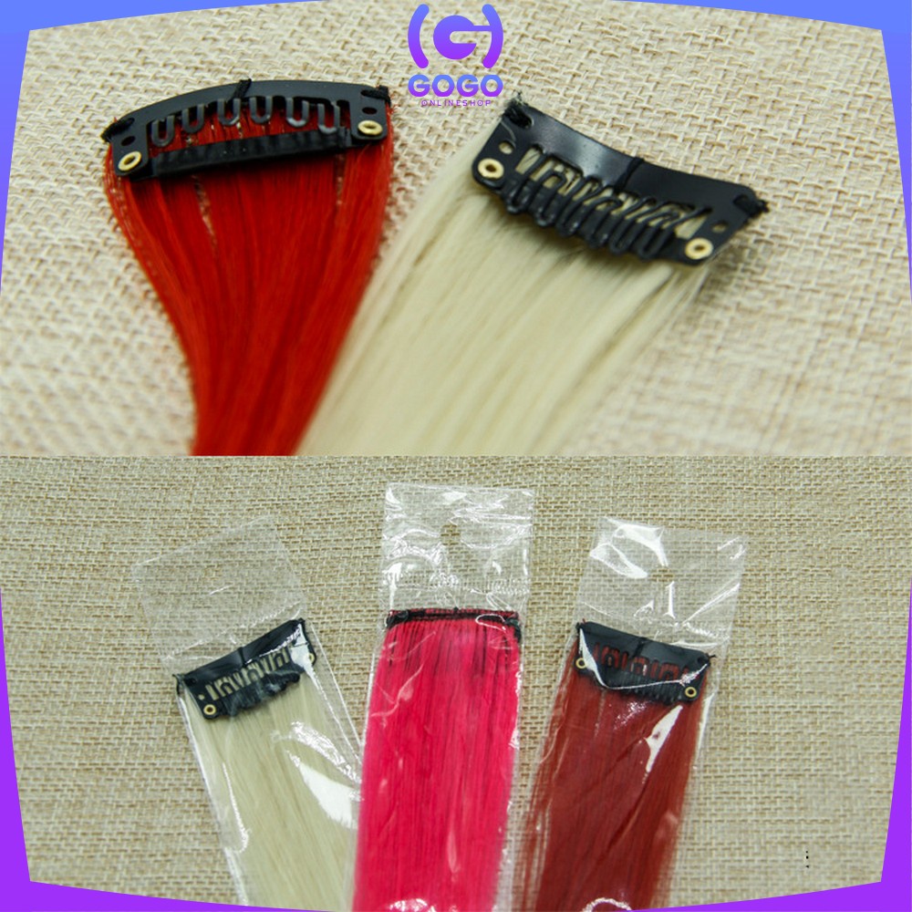 GOGO-K144 Wig Jepit Rambut Palsu Lurus Panjang Single Hair Extention Colourful Wanita / Klip Wig Rambut Palsu Cewek Korea Warna Warni Hair Clip Import