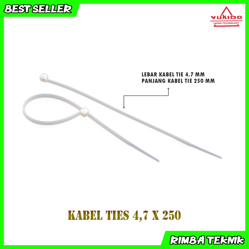 Kabel Ties Putih 4.7x250mm / 25cm 1 Pack Isi 100pcs Cable tie/kabel tis Nylon