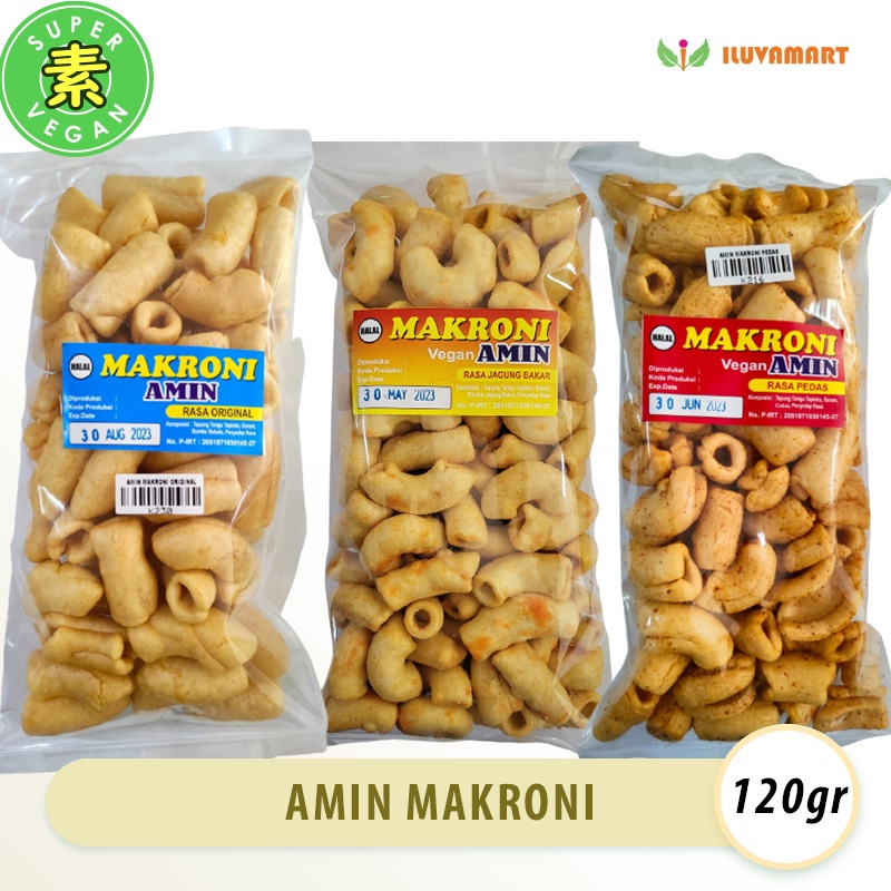 

Kerupuk Makaroni AMIN 120gr Vegetarian / Makroni Rasa Jagung Bakar dan Pedas