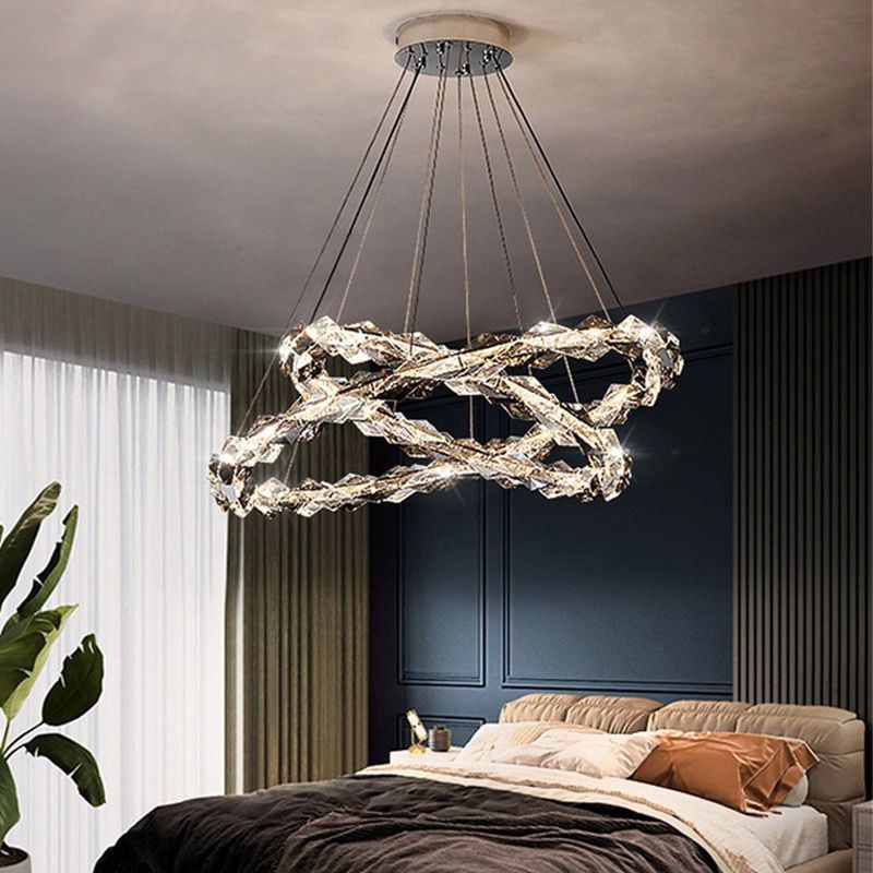 BERGARANSI lampu kristal modern ruang tamu nordic villa hotel restoran model ring cincin hias plafon