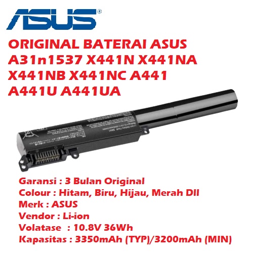 ORIGINAL BATERAI ASUS A31n1537 X441 X441S X441SA X441SC X441U X441UA X441UB X441UV X441UX X441B X441BA X441M X441MA X441MB X441N X441NA X441NB X441NC A441 A441U A441UA A441UV A441S A441SA A441SC R414 R414B R414BA R414M R414MA R414MB R414S R414SA R414SC