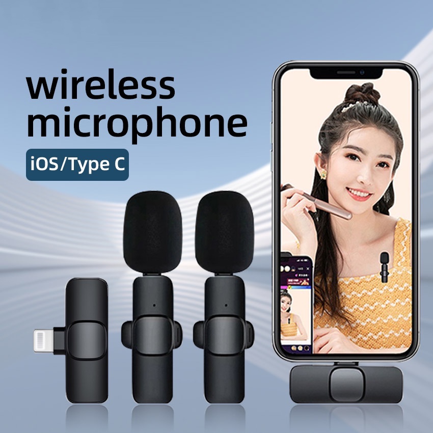 Lavalier Mic wireless Lavalier microphonoe, Bluetooth wireless Lapel Mic Rechargeable Transmitter and Receiver for iPhone/DSLR Camera/smartphones/Laptop Support Vlog /video recording/TikTok Live Stream/Youtube/Facebook