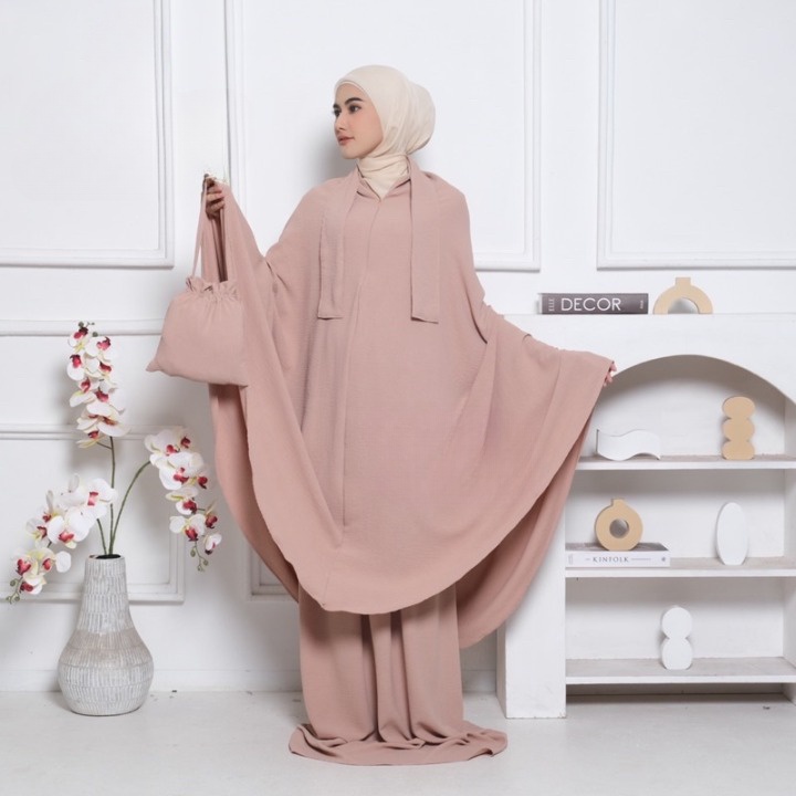 Mukena Terusan Crincle Airplow 3in1 Mukena Terusan Crincle Dewasa,Mukena 3in1 | Mukena Lesti 3in1 Mu