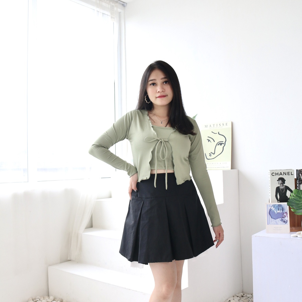 Praith | Gaeun Top Set | Baju Atasan Wanita | Tank Top & Cardigan