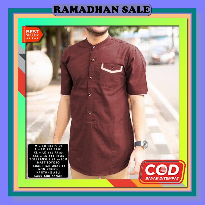 Baju Kemeja Koko Kurta Ammu Batik Cole Hitam Pria Dewasa Lengan Tangan Panjang Pendek Katun Premium 