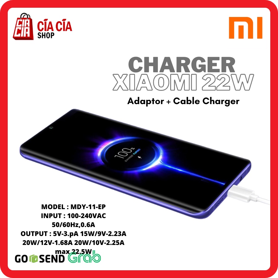 Charger Xiaomi Type C 22W Original Fast Charging Qualcomm Quick Charge 3.0 Casan Xiaomi USB Type C