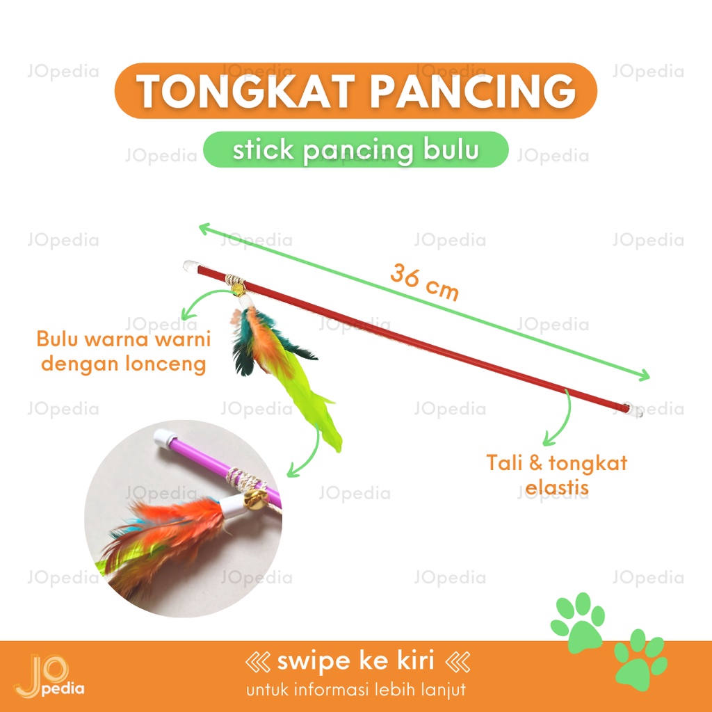 TONGKAT PANCING BULU Mainan Kucing Tongkat Bulu Stick Lonceng Cat Toy