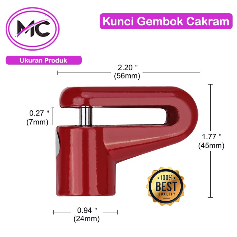 Kunci Gembok Cakram Motor Universal Anti Maling Original Gembok Rem Sepeda Anti Air Anti Karat