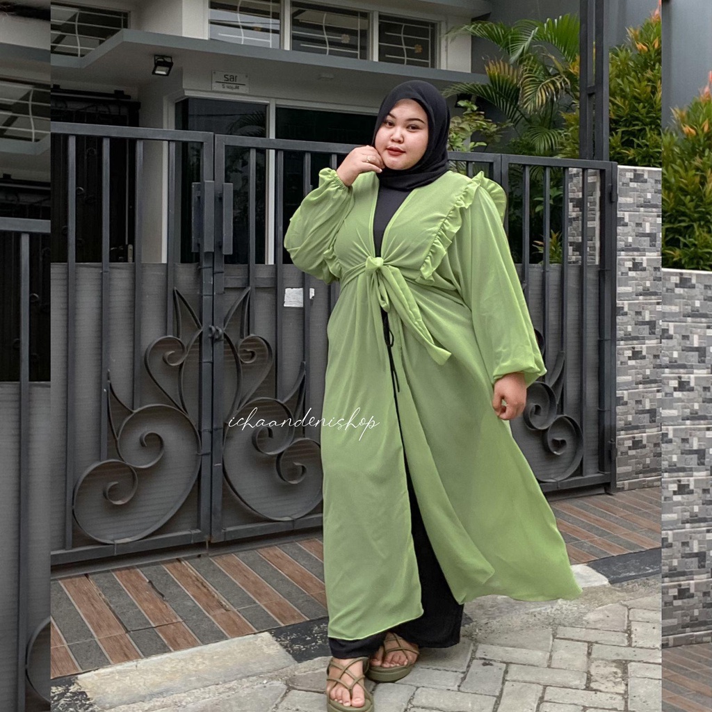 ICH - Lesya Long Outer Ruffle Jumbo Bahan Ceruty