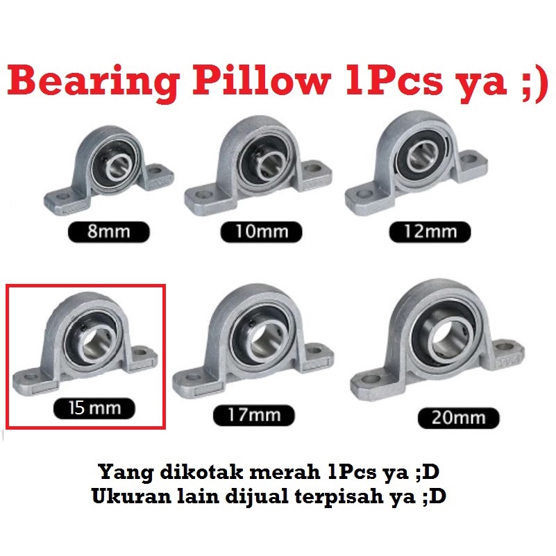 [HAEBOT] Bearing Pillow Block KP002 15mm Bracket Holder Shaft LeadScrew CNC 3D Printer Ball Threaded Rod As Besi Mekanik Screw Horizontal