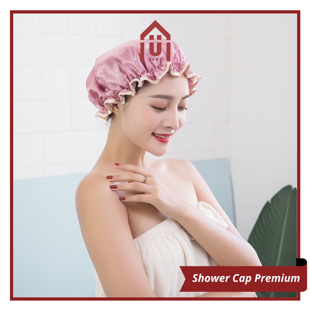 UNISO - SHOWER CAP PREMIUM | TOPI MANDI WATERPROOF | HAIR CAP PENUTUP KEPALA | SHOWER CUP CAP MANDI CREAMBATH PLASTIK TUUTP KEPALA TOPI MANDI SHOWERCUP SHOWERCAP PREMIUM