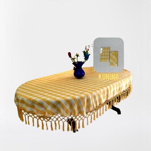 TERMURAH Taplak Meja Makan Kain KOTAK & OVAL Kursi 6