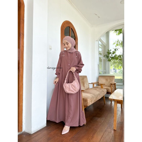 Kalundra Basic Dress Gamis Jumbo XXL LD 120 Lengan Puffy Mayung Warna Taupe
