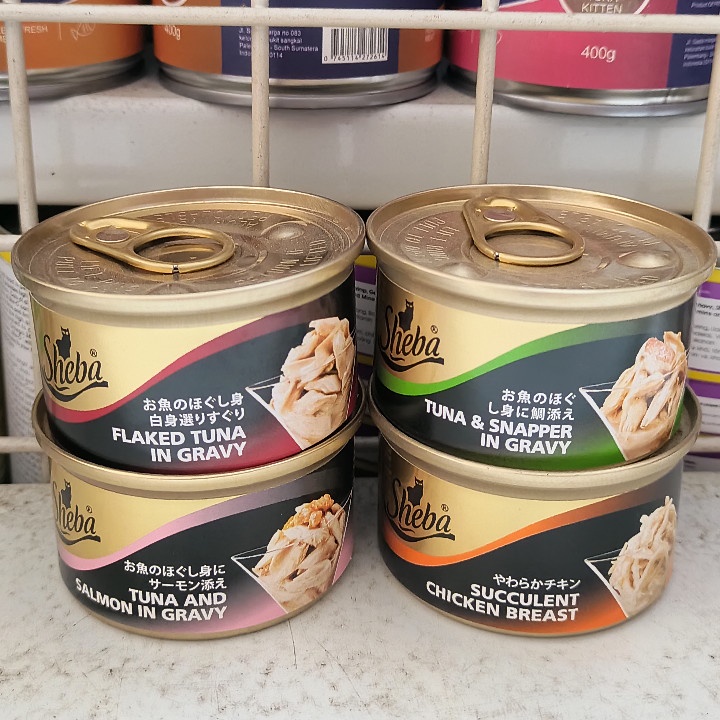 Makanan Kucing Sheba Kaleng Adult Tuna And Salmon In Gravy 85G Wet Food