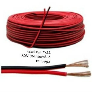 Kabel Listrik NYZ hitam merah ROSTAND 2x11 Kabel Audio Serabut WILSON - 20m