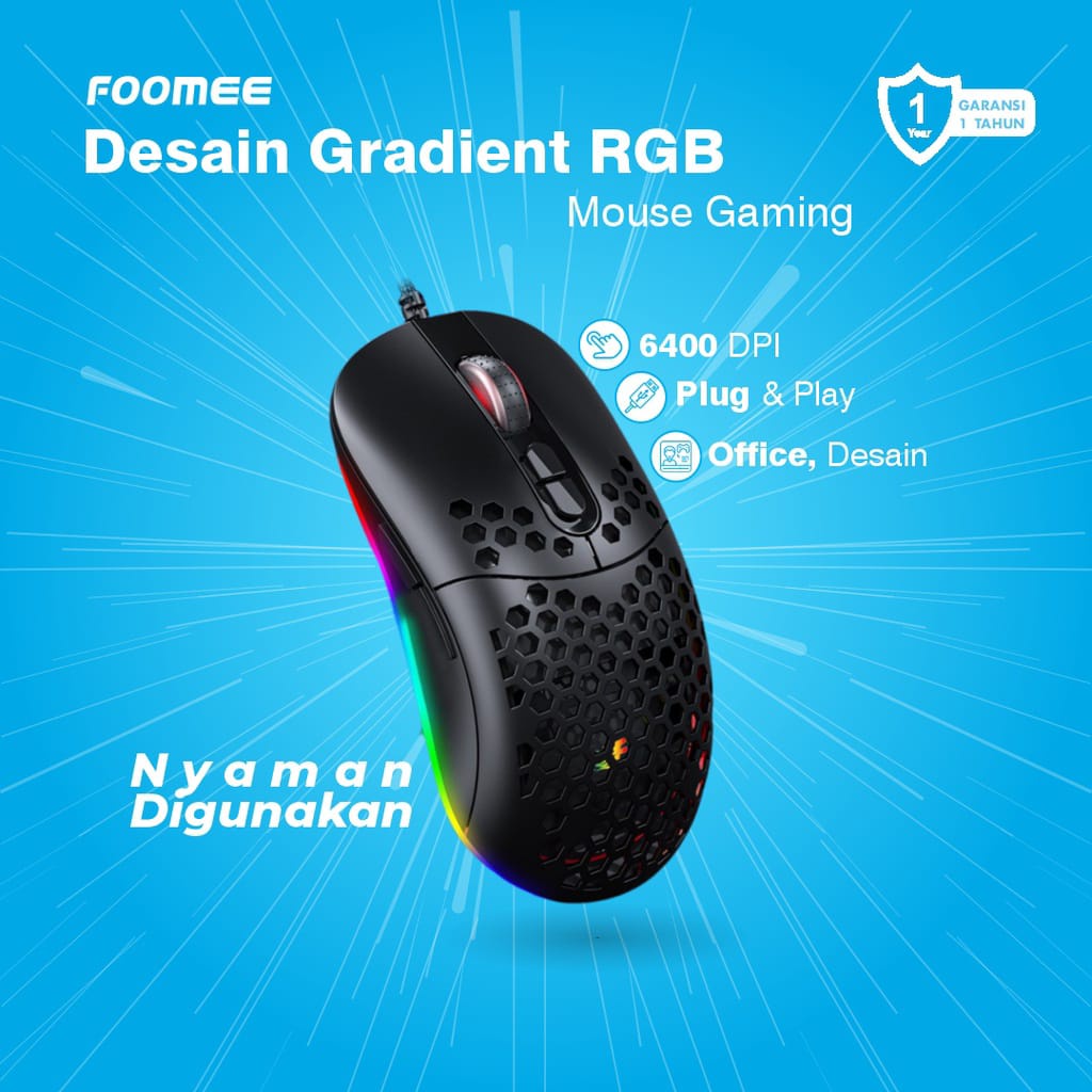 C_   Foomee VA03 Professional Wired Gaming Mouse With RGB Light