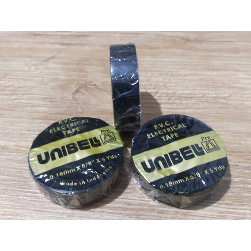 Isolasi Lem Listrik Solatip Unibell Pro Selotip Lakban PVC Electrical Tape Solasi Kabel Hitam-Kecil