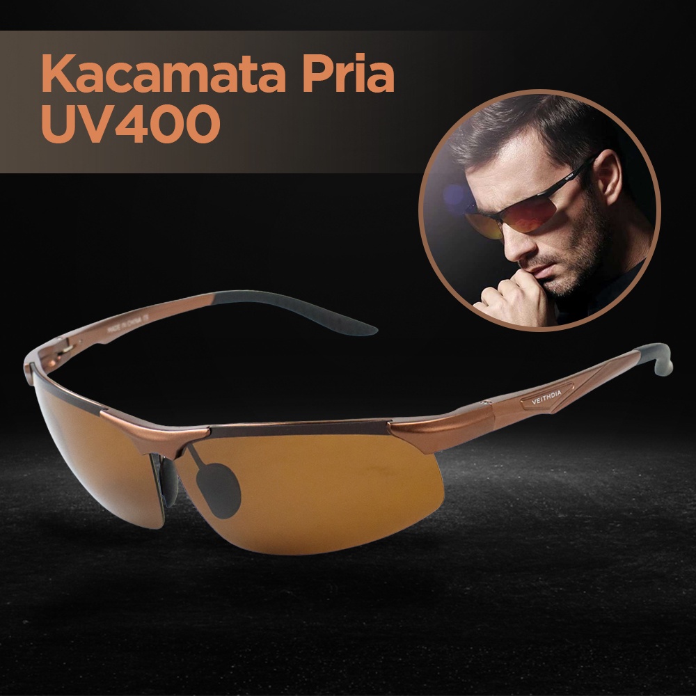 VEITHDIA Kacamata Pria Sunglasses Anti-Reflective Polarized UV400 - 6502 - Brown