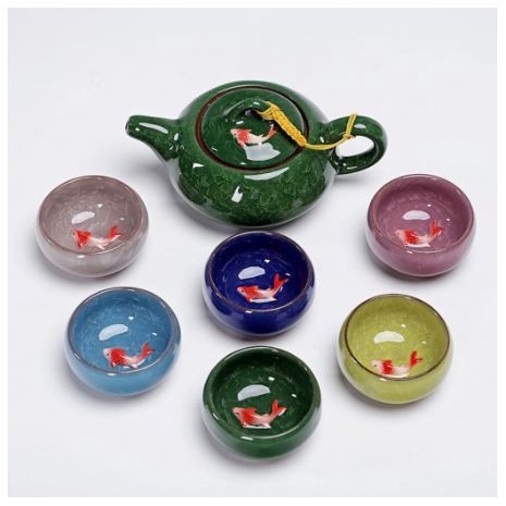 NP - Tea Pot Qicha / Classic Chinese / Design Colorful Koi Fish