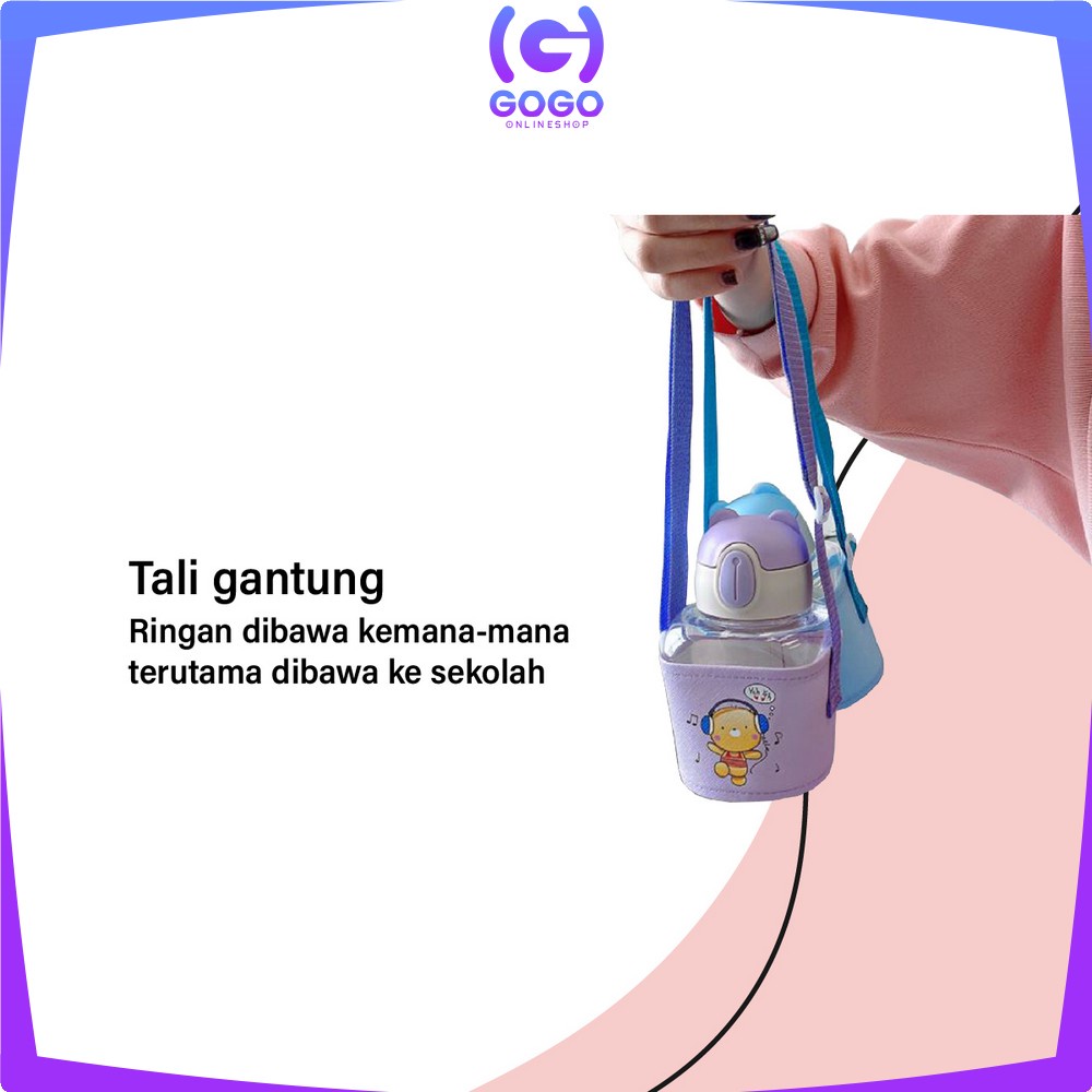 GOGO-C469 Botol Minum Anak Karakter 600ML Tempat Minum Anak TK Lucu Dengan Sedotan / Bottle Minum Kids Portable BPA FREE