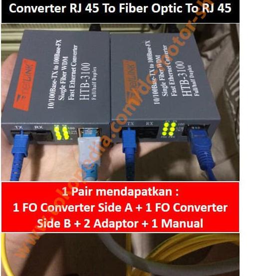 ✽ 1 Pair 100 Mbps Fiber Optik  Media Converter Optic / FO Converter RJ45 HTB3100 HTB-3100 ←