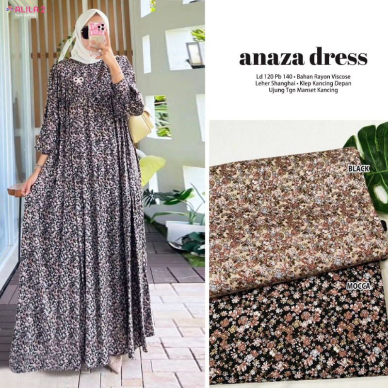 DRESS RAYON MOTIF JUMBO LD 120 BUSUI KANCING ORIGINAL ALILA | ANAZA DRESS