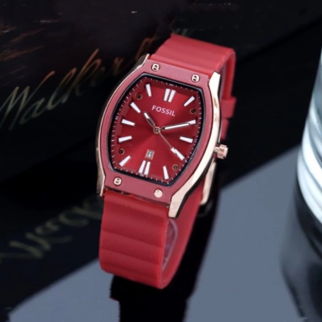 COD Jam Tangan Wanita Fashion FS Oval New Tanggal aktif Strap Rubber Karet Import Murah G59