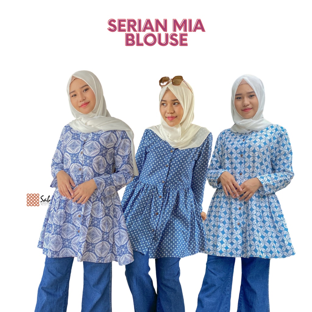 Mia Blouse Atasan Batik Kantor Kerja Wanita Modern Babydoll Murah Adem Busui Katun