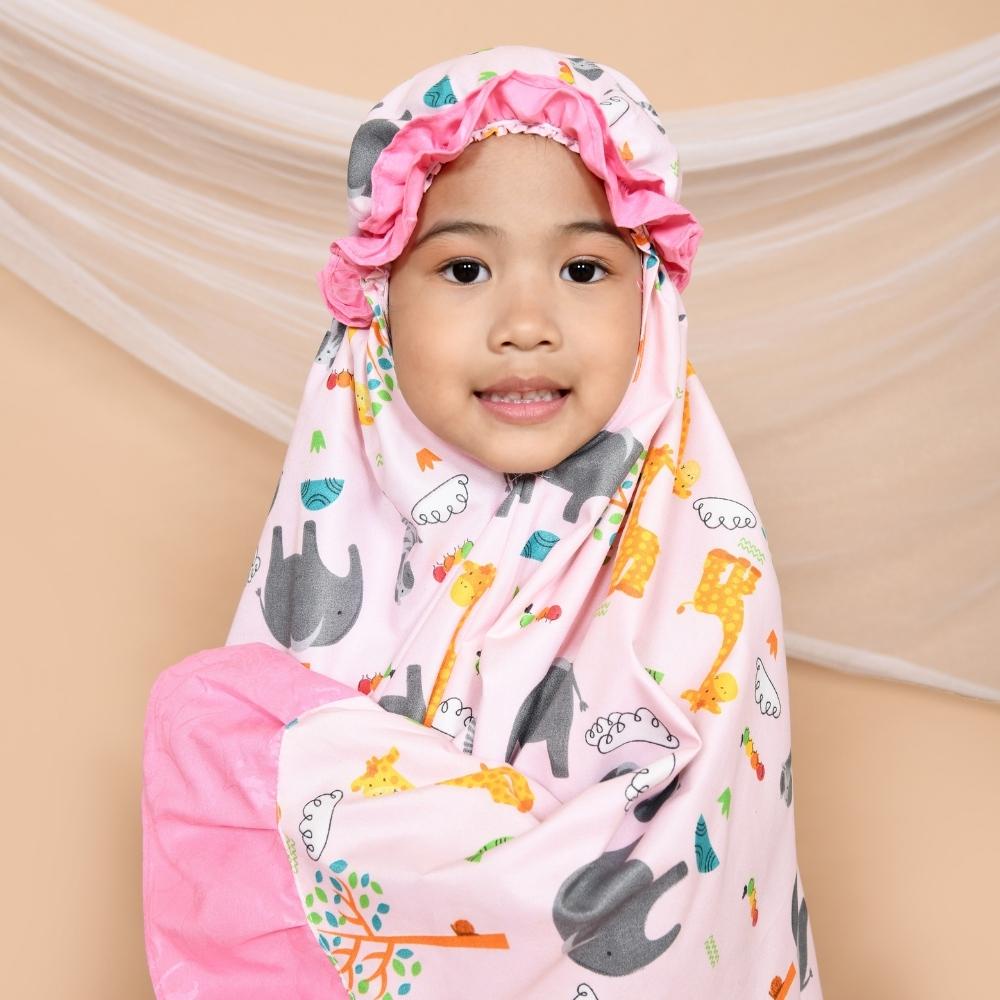 Alesha Mukena Anak Perempuan motif Animal Pink / Mukena Balita / Mukena Karakter Anak / FREE TAS Mukena / GRATIS TAS Mukena