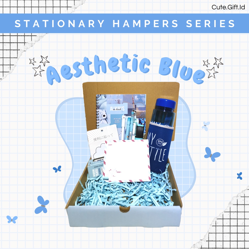 

Giftbox Stationary Aesthetic Blue Version Set Alat Tulis