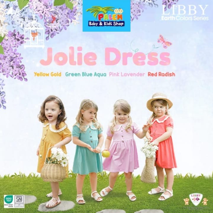 LIBBY Jolie Dress size 6 bulan-8 tahun Cotton Earth Color Series Dress Bayi Anak Fashion Anak Perempuan