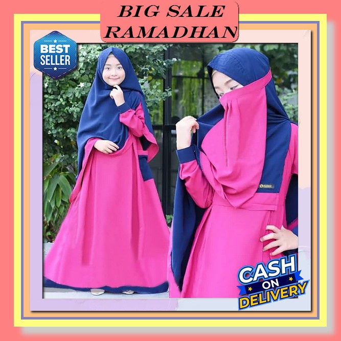 Baju Gamis Anak Perempuan Setelan Dress Hijab Cewek Murah Terbaru 2023 Atasan Bju Gasmis Remaja Mura