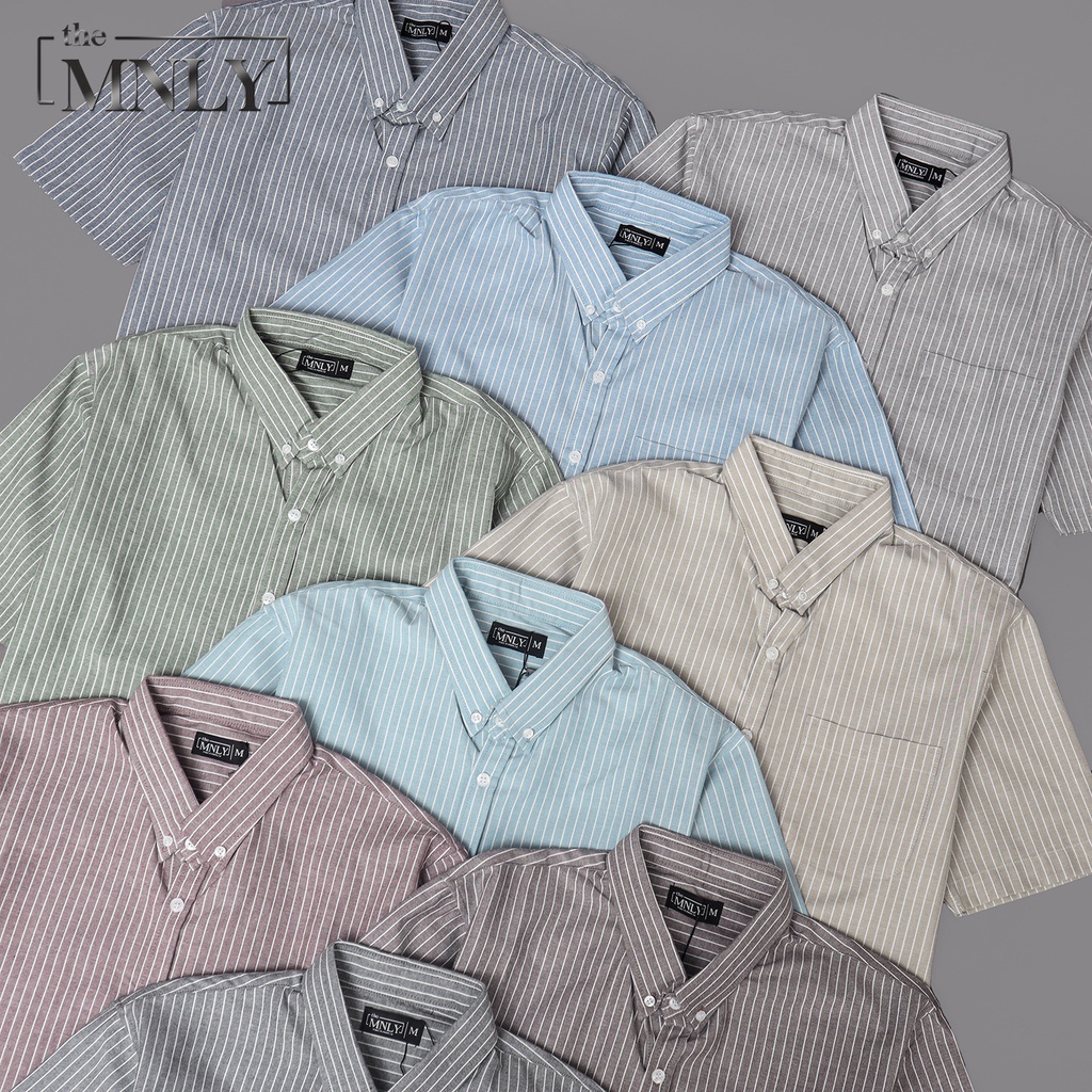 Kemeja Salur Lengan Pendek Cotton Premium the MNLY Original