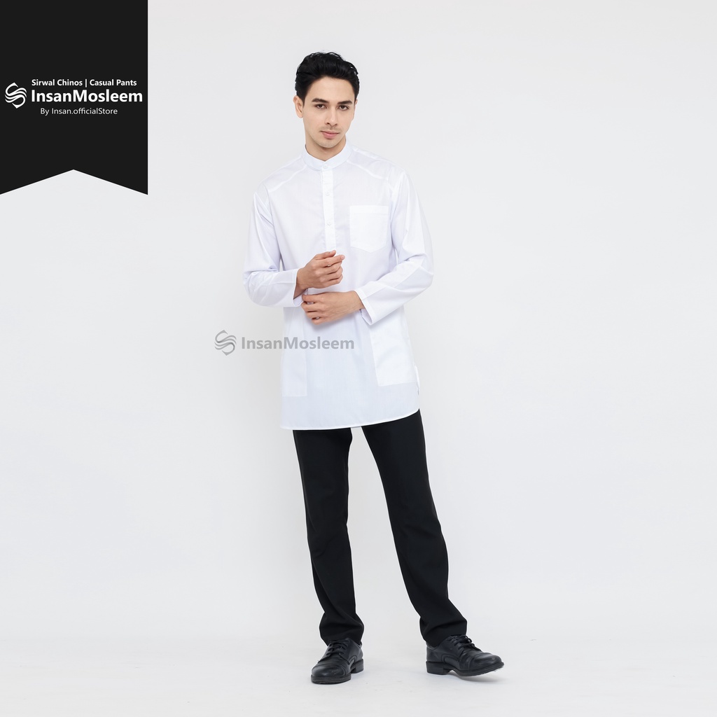 Koko Putih Polos Lengan Panjang Bahan Oxford Premium