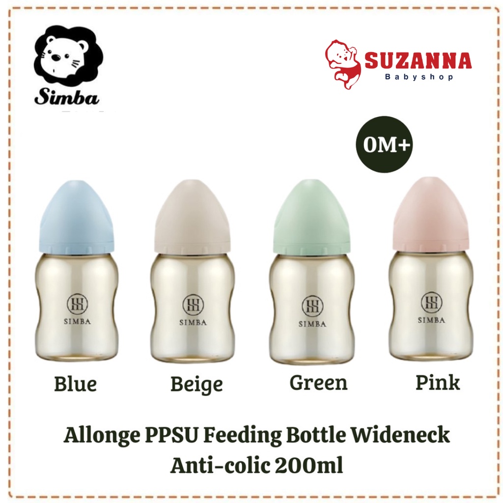 Simba Allonge PPSU Feeding Bottle Wide Neck Anticolic 200ml - Botol Susu