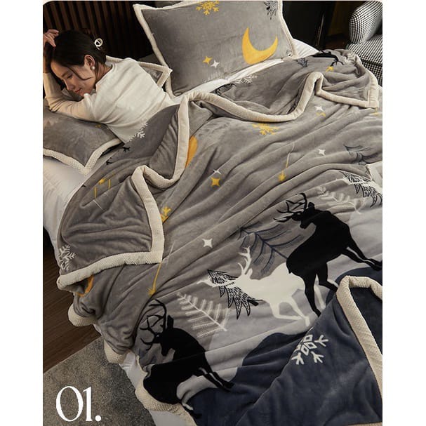 Selimut Dewasa Bulu Halus 150x200 Motif Rusa Only