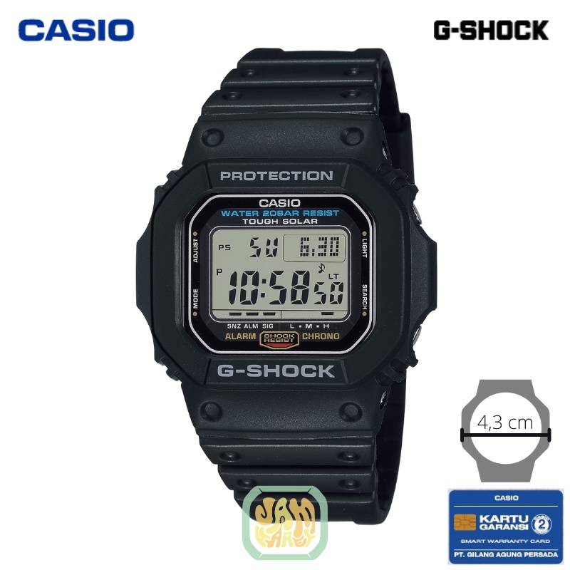 JAM TANGAN PRIA CASIO G-SHOCK G-5600UE-1 ORIGINAL - GSHOCK G5600UE 1DR HITAM TOUGH SOLAR