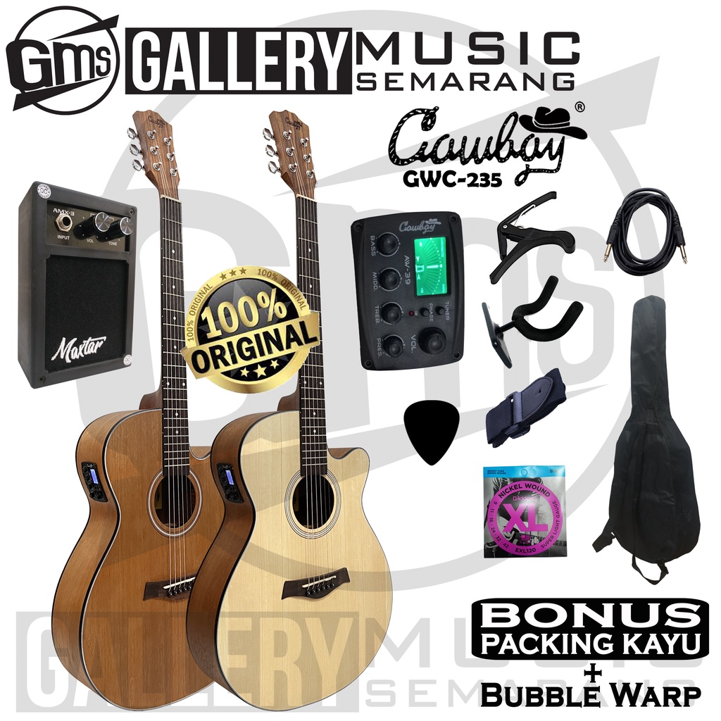 ORIGINAL!!! Gitar Akustik Elektrik Import Merk Cowboy GWC-235 NA GWC 235NS Equalizer Tuner AW-39