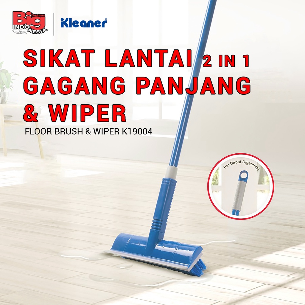 Sikat Lantai Dorong 2 In 1 Serokan Air Floor Brush Alat Pembersih Serbaguna Kleaner K19004